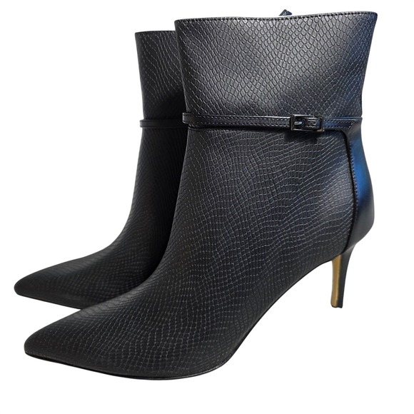 Calvin Klein Shoes - Calvin Klein Black Croc Pointed Toe Ankle Boots Dress Booties Womens 11M NEW